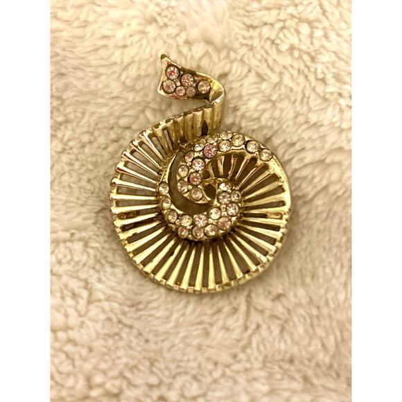 Vintage Pink Brooch Pinwheel with stones - Picture 3 of 5